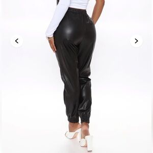 Fashion Nova Black Faux Leather Joggers